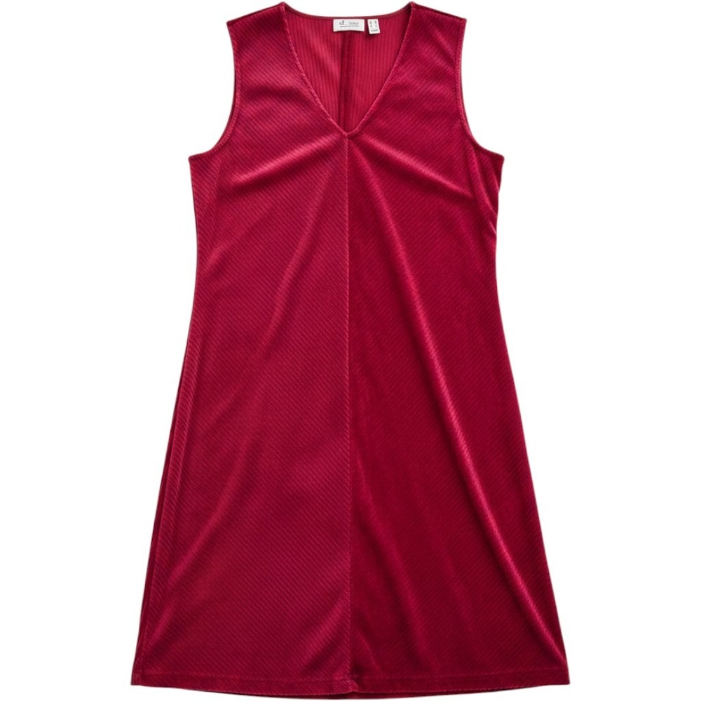 Denim & Co Womens Magenta Pink Ribbed Corduroy V-Neck Sleeveless Shift Dress M